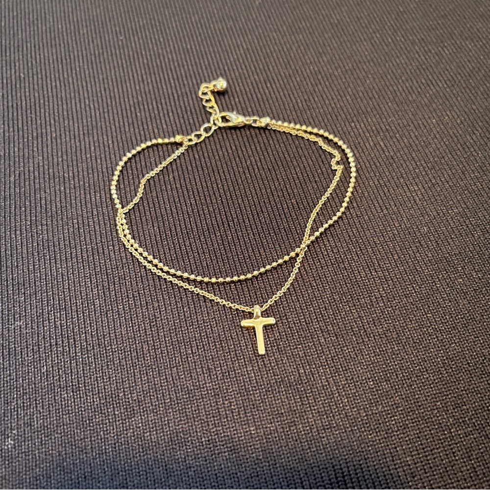 Double Chain Bracelet with Cross